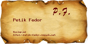Petik Fedor névjegykártya